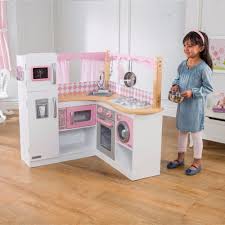 Wooden Kitchen Play Set Corner Design Pink Kids Grand Gourmet Food Chef Pretend Kidkraft Wooden Play Kitchen Play Kitchen Sets Play Kitchen