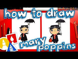 How To Draw Disney S Mary Poppins Art For Kids Hub Art For Kids Hub Disney Drawings Kids Doodles