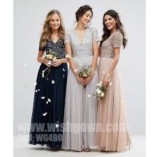 Sparkly Short Sleeves V Neck Pretty Long Wedding Bridesmaid Dresses Wg490 Short Sleeve Bridesmaid Dress Asos Bridesmaid Dress Bridesmaid Dresses