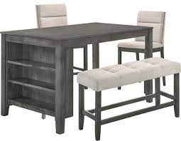 Choose from wide range of online dining room sets including tables and chairs at affordable prices in usa. Rustic Gray 4 Piece Counter Height Dining Set With 3 Shelf Storage Transitional Dining Sets By All In One Furniture Houzz