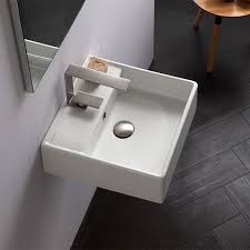 Square White Ceramic Wall Mounted Or Vessel Sink Small Bathroom Sinks Wall Mounted Bathroom Sinks Square Bathroom Sink