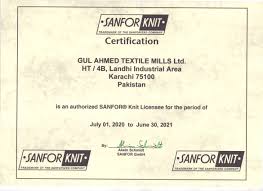 Printed on high quality interior stock. Sanfor Knit Certificate Gul Ahmed