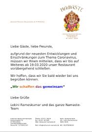Profitieren sie von den vorteilen ihrer raiffeisenbank. Restaurant Ab 19 03 2020 Bis Auf Weiteres Geschlossen Das Original Indisches Restaurant Namaste
