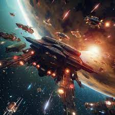 Spaceships and ships in a space station with a planet in the background  generative ai | Premium AI-generated image