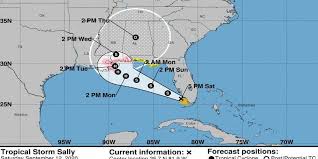 W at 12 mph min pressure: Tropical Storm Sally Hurricane Watch For New Orleans