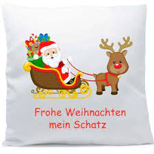 Weihnachten Kissen Mit Namen Weihnachtsmann Schlitten Sl Store