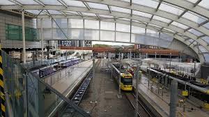 Trams And Trains At Manchester Victoria Railway Station With Metrolink 3040 And 3074 Plus A Pair Of Class 142 Pacers Train Victoria Station Railway Station