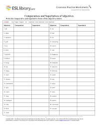 There is a subset of adjectives that can be used to make comparisons between two or multiple things. Http Kfrclasses Pbworks Com F Comparatives 20superlatives 20worksheet 20with 20answers Pdf