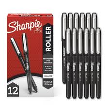 Sharpie RollerBall Pen, Needle Point (0.5mm) Precision Pen, Black Ink, 12  Count