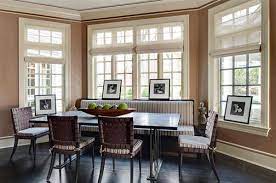 For a unique take on bay window seating, fill the window with a couch that doubles as a booth for a round table. 15 Ideas In Designing Dining Rooms With Bay Window Home Design Lover