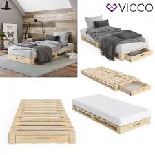 Atlantic home collection palettenbett, aus massiver fichte, wahlweise mit matratze weiß doppelbetten betten. Vicco Palettenbett Mit Schubladen