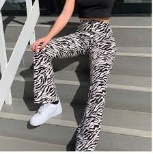Puffie Zebra Print Flared Pants Yesstyle