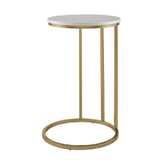 Athena Faux Marble Gold C Shaped End Table By Ember Interiors Walmart Com In 2020 Metal Accent Table End Tables Faux Marble