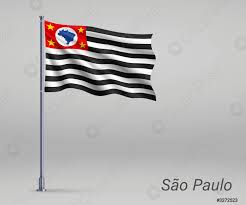 Insgesamt in 96 distrikte (distritos) gegliedert; Flagge Von Sao Paulo Schwenkend Bundesstaat Brasilien Auf Fahnenmast Vorlage Stock Vektorgrafi Crushpixel