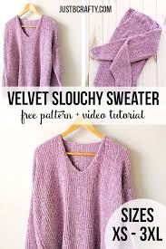 Sweater knitting is so exciting! The Velvet Slouchy V Neck Knit Sweater Free Pattern By Just Be Crafty Knitting Patterns Free Sweater Sweater Knitting Patterns Knit Outfit