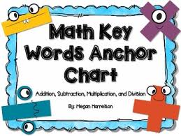 Math Key Words Anchor Chart Worksheets Teaching Resources