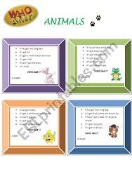 What animal am i game. Who Am I Animal Guessing Game Esl Worksheet By Nesrininci