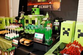 The concept of games background. Minecraft Creeper Birthday Party Birthday Party Ideas For Kids