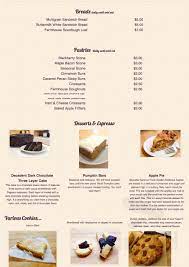 Farmhouse Bakery Menu
