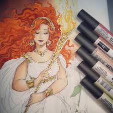 Hestia Green Goddess Of The Hearth Wip Copic Markers Agape Hestia Greekmytology Greekgoddess Godd Greek Gods And Goddesses Goddess Of The Hearth Goddess