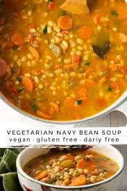 Looking To Make A Vegetarian Version Of Navy Bean Ham Bone Soup This Vegan Navy Bean Soup Is Loaded W Bean Soup Recipes Bean And Vegetable Soup Navy Bean Soup