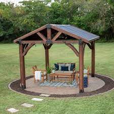 Gazebo Installation And Delivery Handled By Leisure Time Products And Home Depot Backyard Gazebo Backyard Pavilion Gazebo Installation