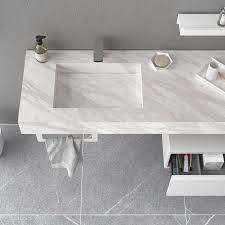 Integrated sink and vanity top in white 8 widespread faucet holes detailed rectangular basin for use on industry standard depth vanities overflow holes for added peace of mind compatible with. Compakt 46 From 810 To 1000 Mm With 1 Integrated Sink White Marble