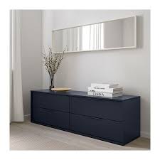 Nordmela Ladekast Met 4 Lades Zwartblauw 159x50 Cm Ikea 4 Drawer Dresser Dresser Drawers Ikea