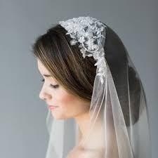 Floral Juliet Cap Veil, Lace Wedding Veil, Cathedral Juliet Cap Veil