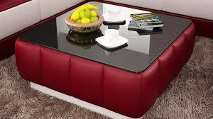 Glass tables make beautiful accent pieces, but they're also durable enough to be functional. Contemporary Red And White Leather Coffee Table W Black Glass Table Top My Aashis
