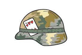 Us Army Helmet 4 Of Hearts Army Helmet Playing Card Drawing Hearts Playing Cards
