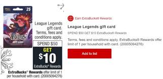 Cvs Buy 50 League Of Legends Gift Card Get 10