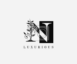 Beauty letter n logo icon. N Letter Luxury Vintage Logo Minimalist N With Classy Leaves Wall Stickers White Black Square Myloview Com