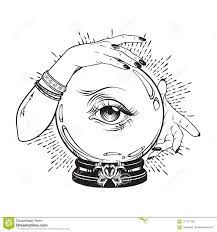 Hand Drawn Magic Crystal Ball With Eye Of Providence In Hands Of Fortune Teller Boho Chic Line Art Tattoo Poster Or Al Line Art Tattoos How To Draw Hands Art