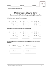 Klasse für mathematik an der grundschule. Klassenarbeiten Und Ubungsblatter Mathematik Grundschule Klasse 2 Kostenlos Zum Ausdrucken