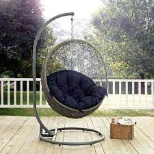 Modway Hide Outdoor Patio Swing Chair With Stand In A Gray Navy Finish Eei 2273 Gry Nav Escape To An Ex Swinging Chair Patio Swing Chair Outdoor Patio Swing