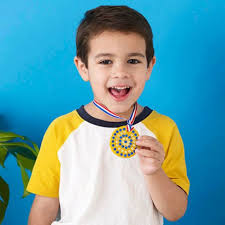 Cut a 30 piece of ribbon. 7 Olympic Gold Medal Kids Crafts