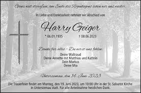 Traueranzeigen von Harry Geiger