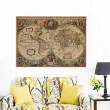 Vintage Nautical Retro Paper World Map Poster Wall Chart Home Decoration Wall Sticker Decals Globe Old World Home Decoration In Wall Stickers From