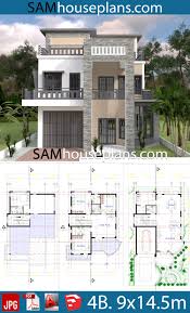 This tiny home is two floors, with a bathroom, kitchen, office area, bedroom loft, and shelves and storage throughout. House Plans 9x14 5 With 4 Bedrooms House Plans Free Downloads Small House Design Plans Model House Plan Architectural Design House Plans