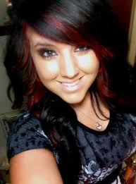 My Black Hair With Red High Lights 3 Hair Styles Cabello Negro Mechas Color De Pelo Color De Cabello