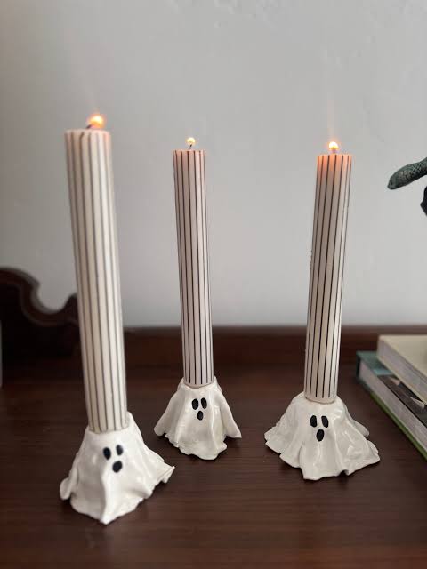 DIY Ghost Candlestick Holders for Halloween