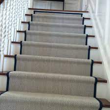 My New Staircase Runner Herringbone With A Marine Blue Binding Staircase Runner Stair Runner Carpet Stair Runner