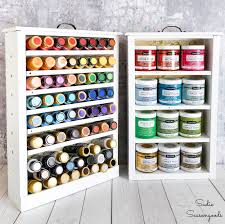 Craft room, glidden, green, pink, sherwin williams. Craft Paint Storage With Wooden Drawers For Craft Room Organization