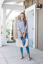 Black And White Vertical Striped Shirt Outfit Double Stripes Merrick S Art Outfits With Striped Shirts Blue And White Striped Shirt Blue Shirt Outfits