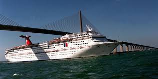 The Carnival Cruise Ship Sensation Now Based At Port Canaveral Easily Passed Under The Sunsh Carnival Cruise Ships Carnival Sensation Sunshine Skyway Bridge