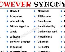 However Synonym List Of 40 Powerful Synonyms For However 6 Synonyms For Love Other Ways To Say English Study