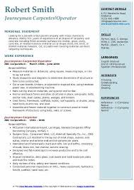 Journeyman Carpenter Resume Samples Qwikresume