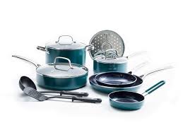 Blue Diamond 12 Piece Toxin Free Ceramic Nonstick Cookware Set Green Walmart Com Ceramic Nonstick Cookware Cookware Set Nonstick Cookware
