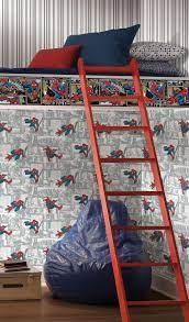 Disney Kids Marvel Ultimate Spiderman Comic Wallpaper Silver Striped Wallpaper Red Striped Wallpaper Kids Room Wallpaper